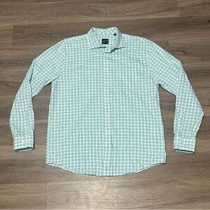 Johnnie-O Performance Large Button Up Shirt Blue White Ashworth Check Plaid Golf